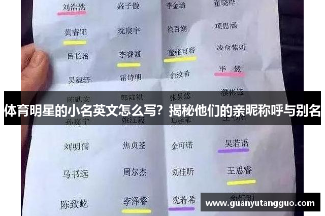 体育明星的小名英文怎么写？揭秘他们的亲昵称呼与别名